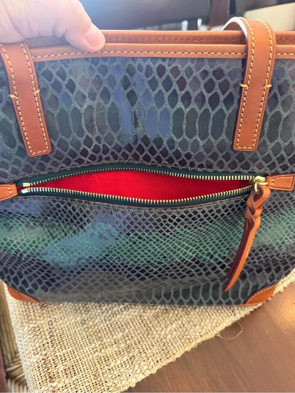 Dooney & Bourke Emerald Snake-Embossed Leather Messenger (charleston shopper)